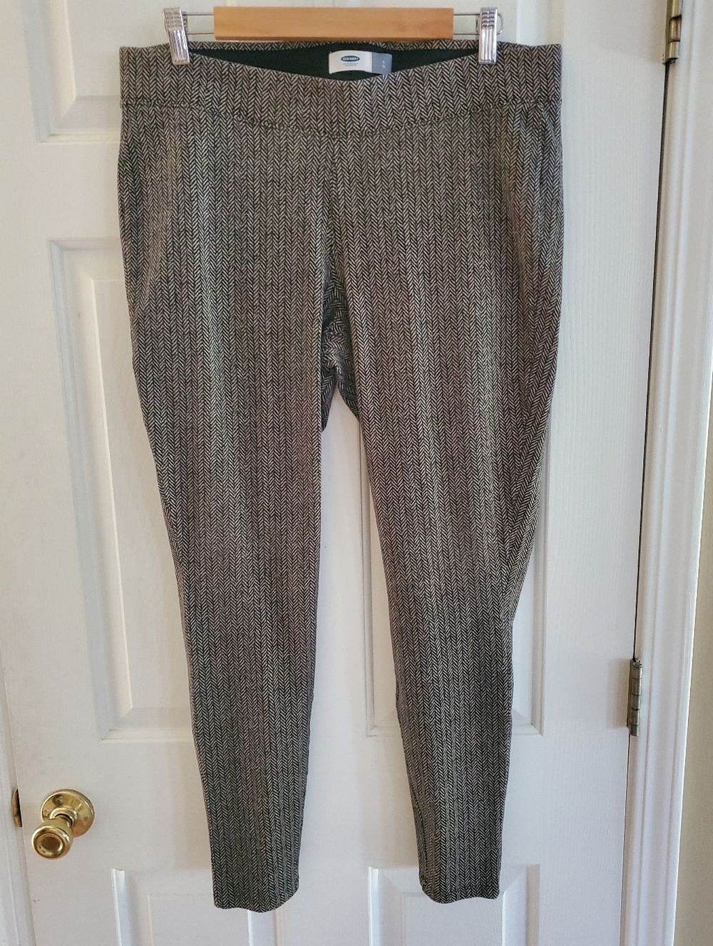 Old Navy women's herringbone printed pants pull-on style Size LG